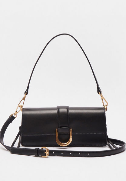 Celeste Solid Satchel Bag with Buckle Accent-Women%27s Handbags-image-0