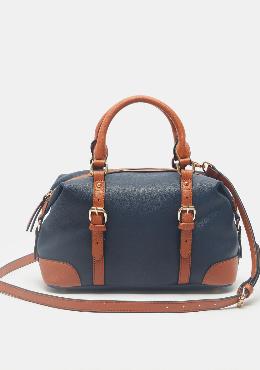 Celeste Solid Bowler Bag with Detachable Strap and Zip Closure-Women%27s Handbags-image-0