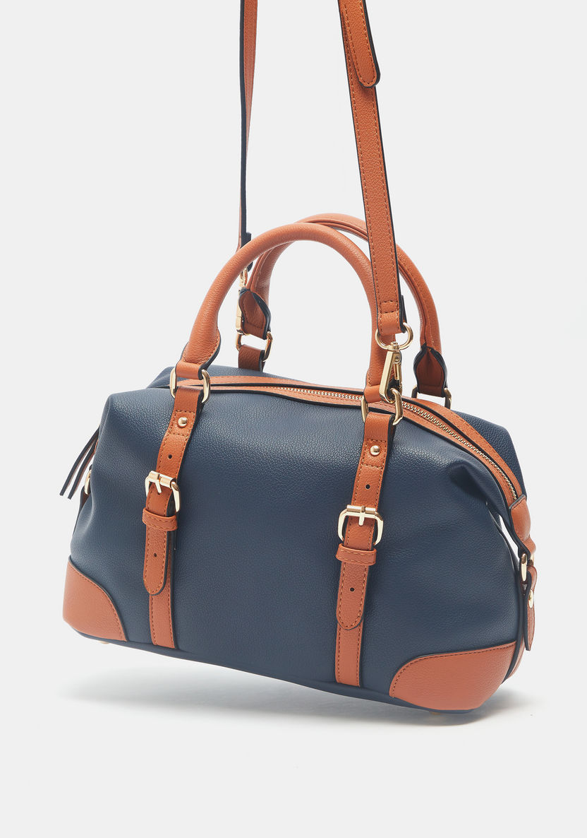 Celeste Solid Bowler Bag with Detachable Strap and Zip Closure-Women%27s Handbags-image-1