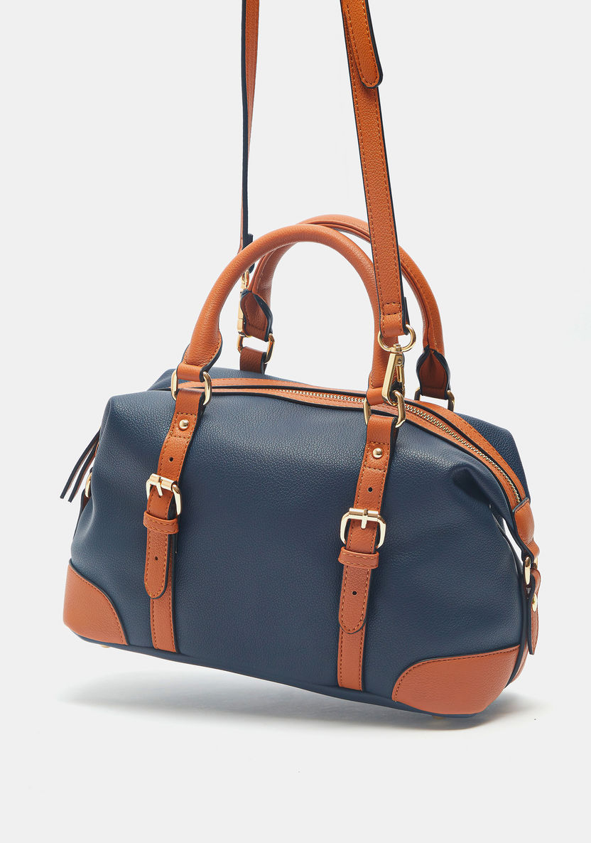Celeste Solid Bowler Bag with Detachable Strap and Zip Closure-Women%27s Handbags-image-6