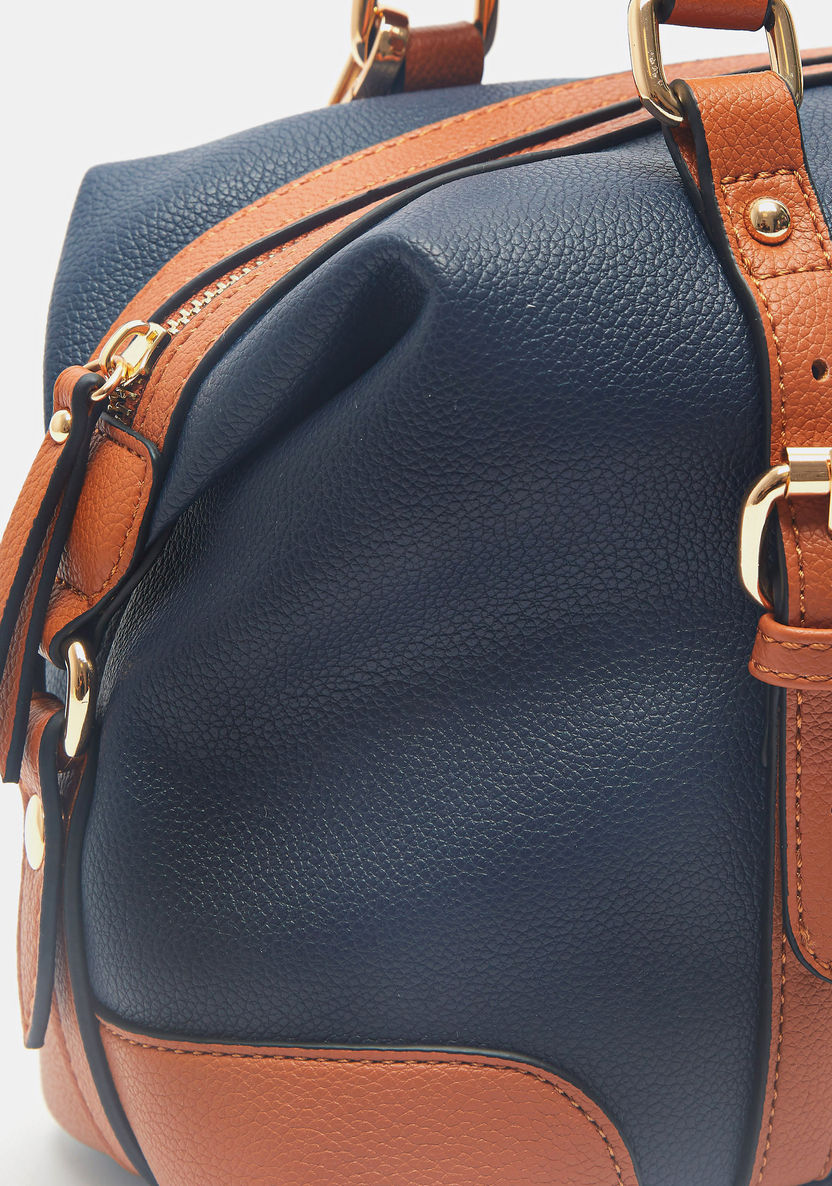Celeste Solid Bowler Bag with Detachable Strap and Zip Closure-Women%27s Handbags-image-7