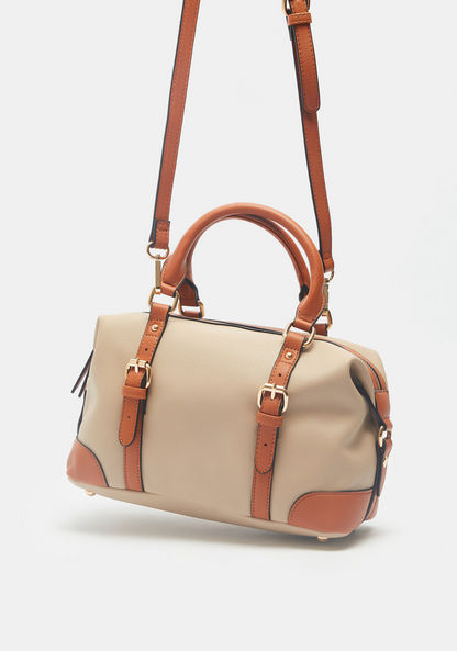 Celeste Solid Bowler Bag with Detachable Strap and Zip Closure