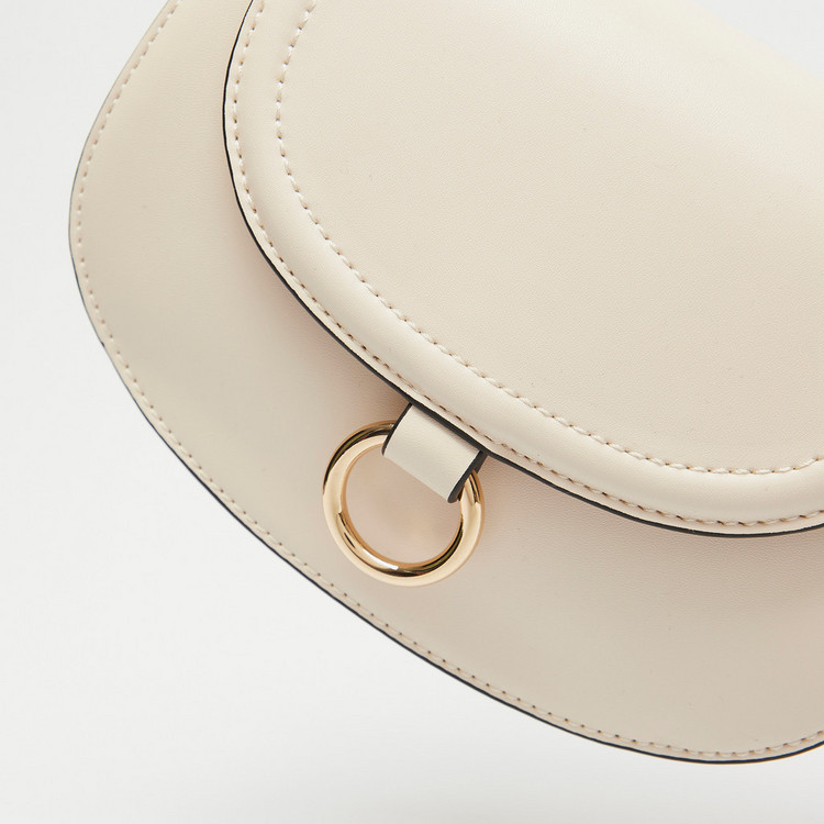 Celeste Solid Satchel Bag with Detachable Strap and Flap Closure