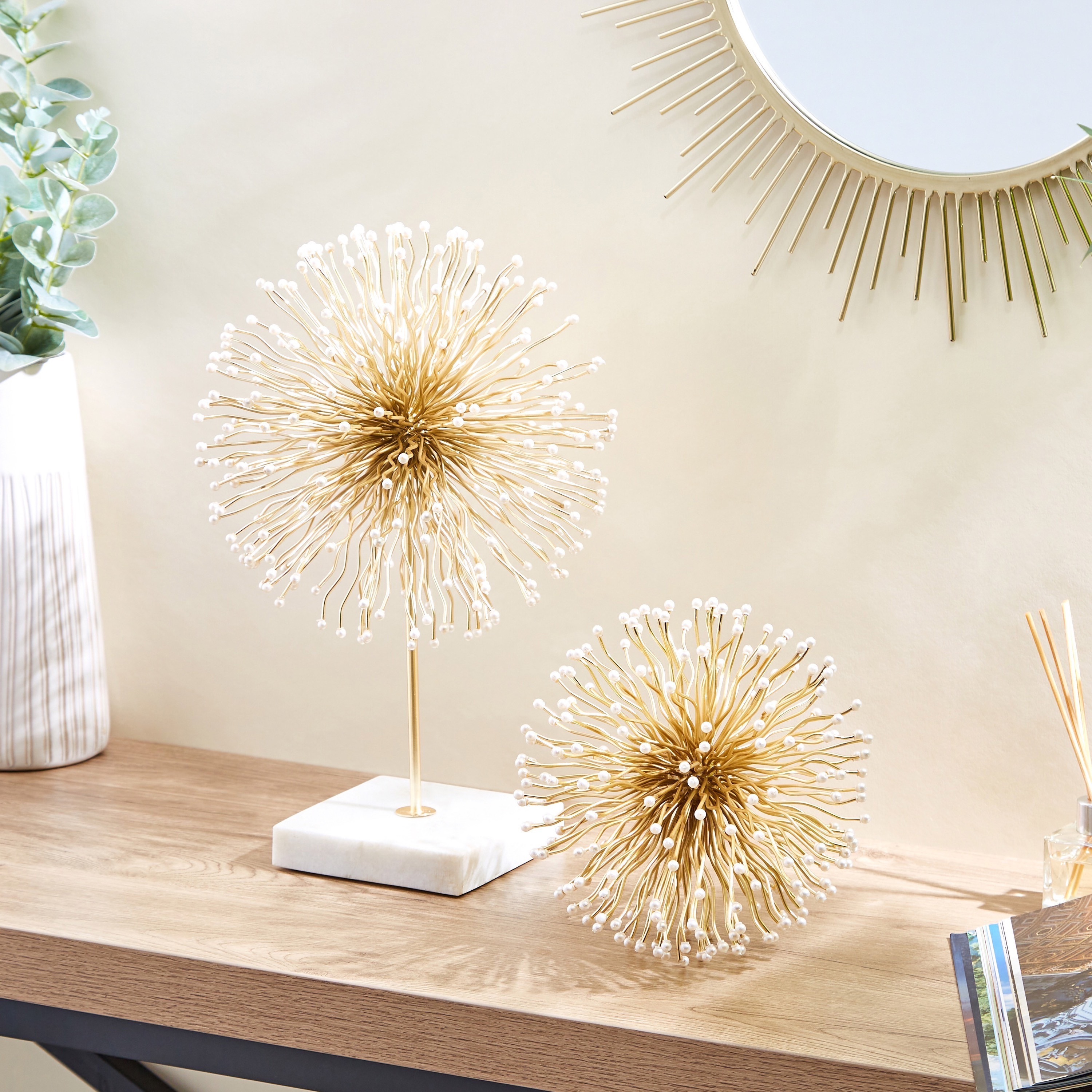 Decorative Metallic Showpiece with Pearl Accents-household-decor-decorativeobjectsandsculptures-image-4