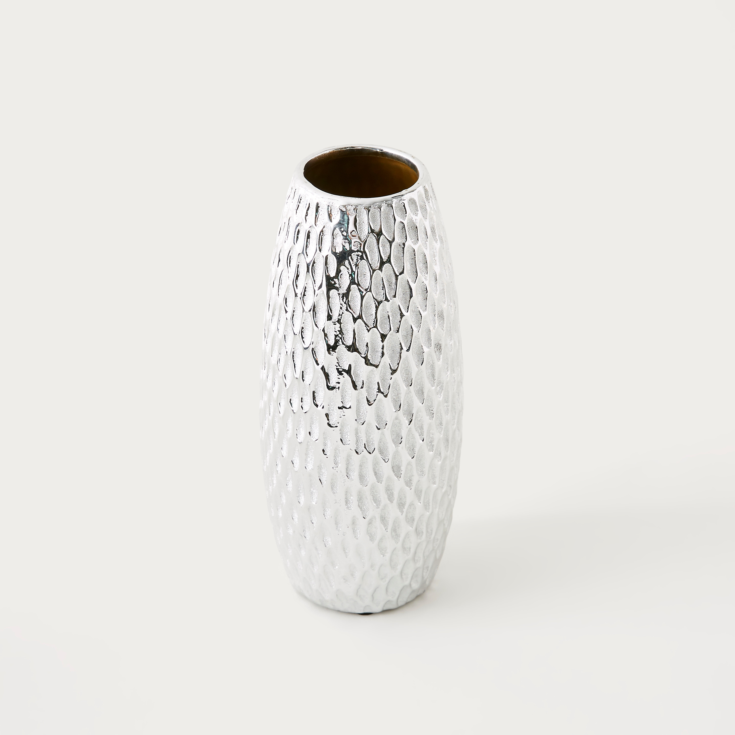 Textured Ceramic Vase - 10x10x22 cms-household-decor-vasesandbowls-image-2