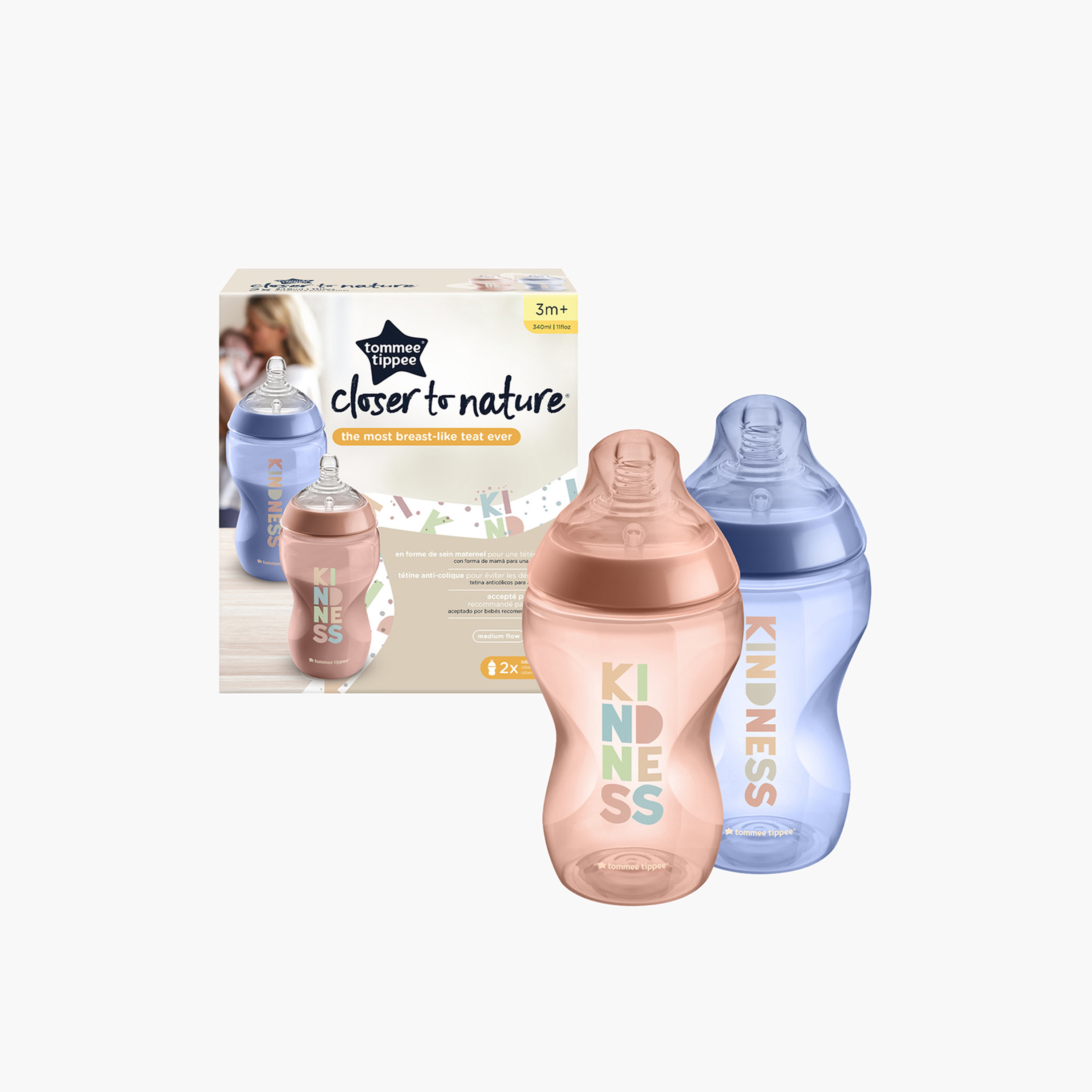 Tommee Tippee Closer To Nature 2-Piece Panda Print Feeding Bottles Set - 340 ml-baby-feeding-feedingbottles-bottlesandteats-image-2