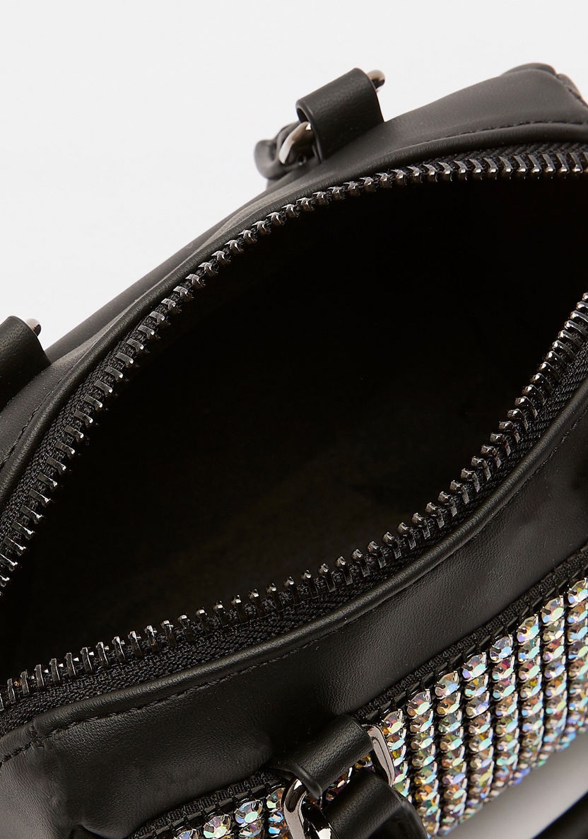 Missy Rhinestone Embellished Bowler Bag with Detachable Strap-Women%27s Handbags-image-3