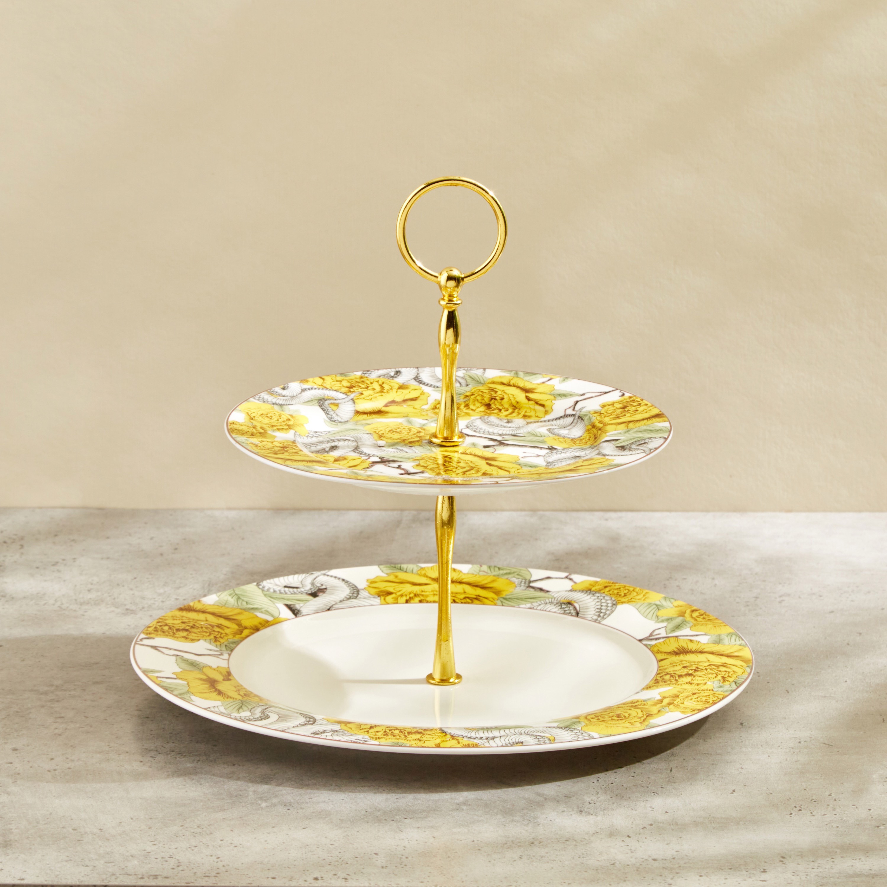 Floral Print 2-Tier Cake Stand - 26x26x20 cms-household-dining-serveware-cakestands-image-2
