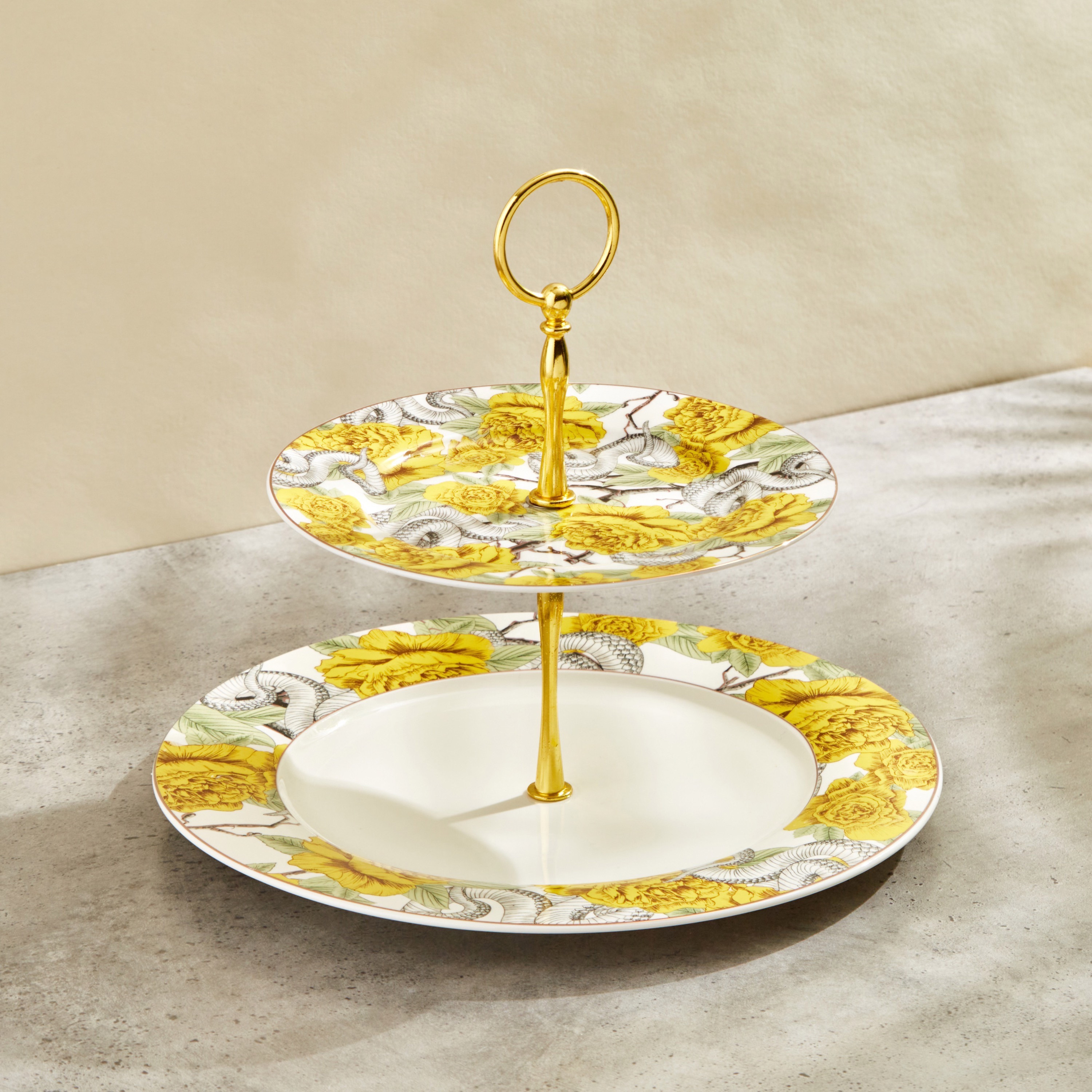 Floral Print 2-Tier Cake Stand - 26x26x20 cms-household-dining-serveware-cakestands-image-3