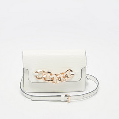 Celeste Animal Textured Crossbody Bag with Chain Accent