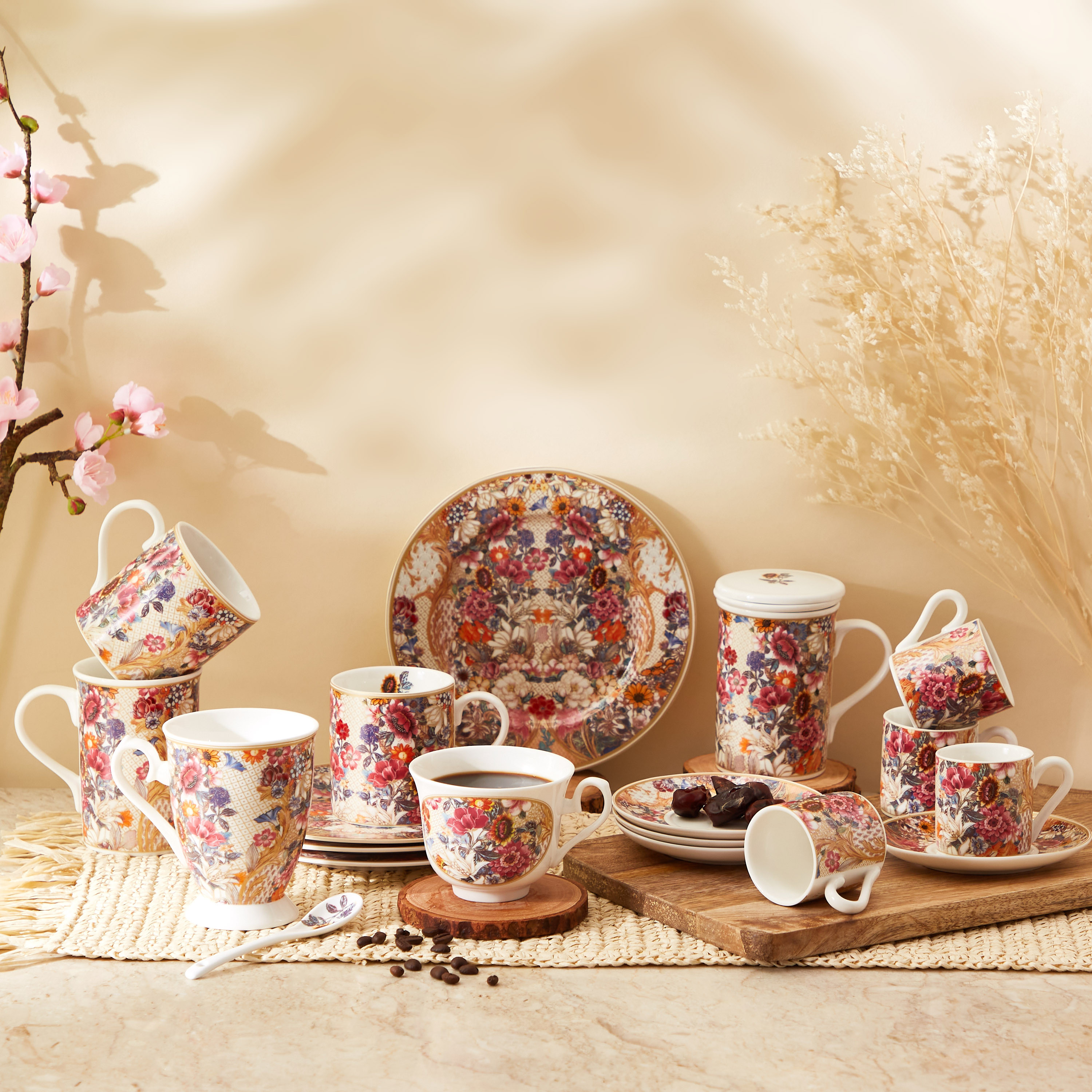 Floral Print 4-Piece Dessert Plate Set-household-dining-dinnerware-plates-image-5