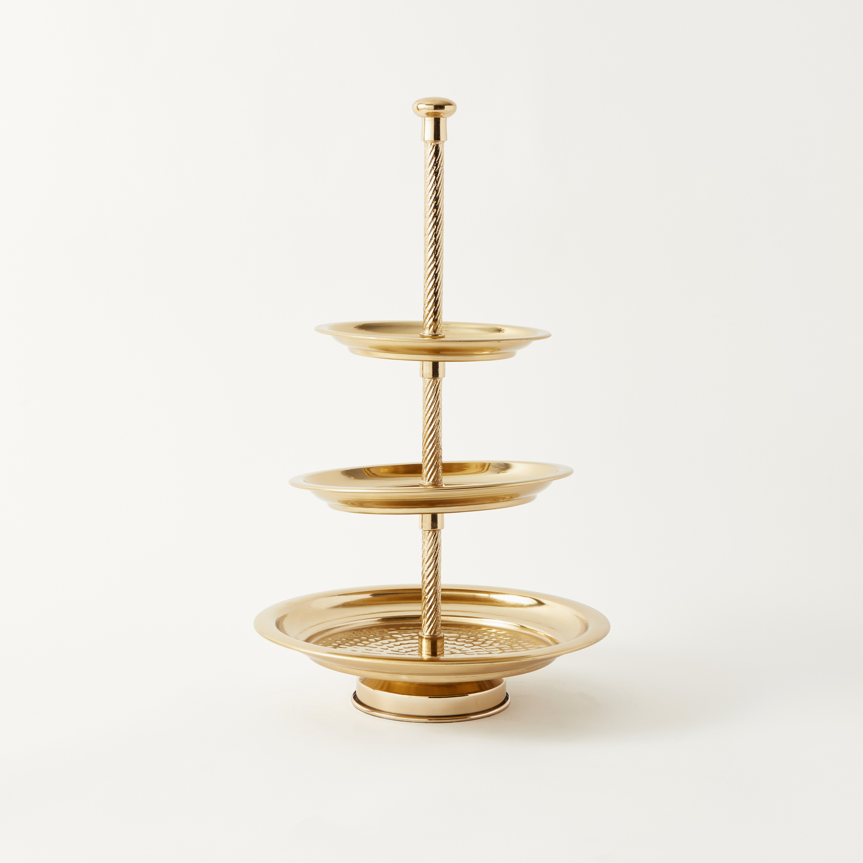 3-Tier Cake Stand with Hammered Finish - 43x30x43 cms-household-dining-serveware-cakestands-image-1