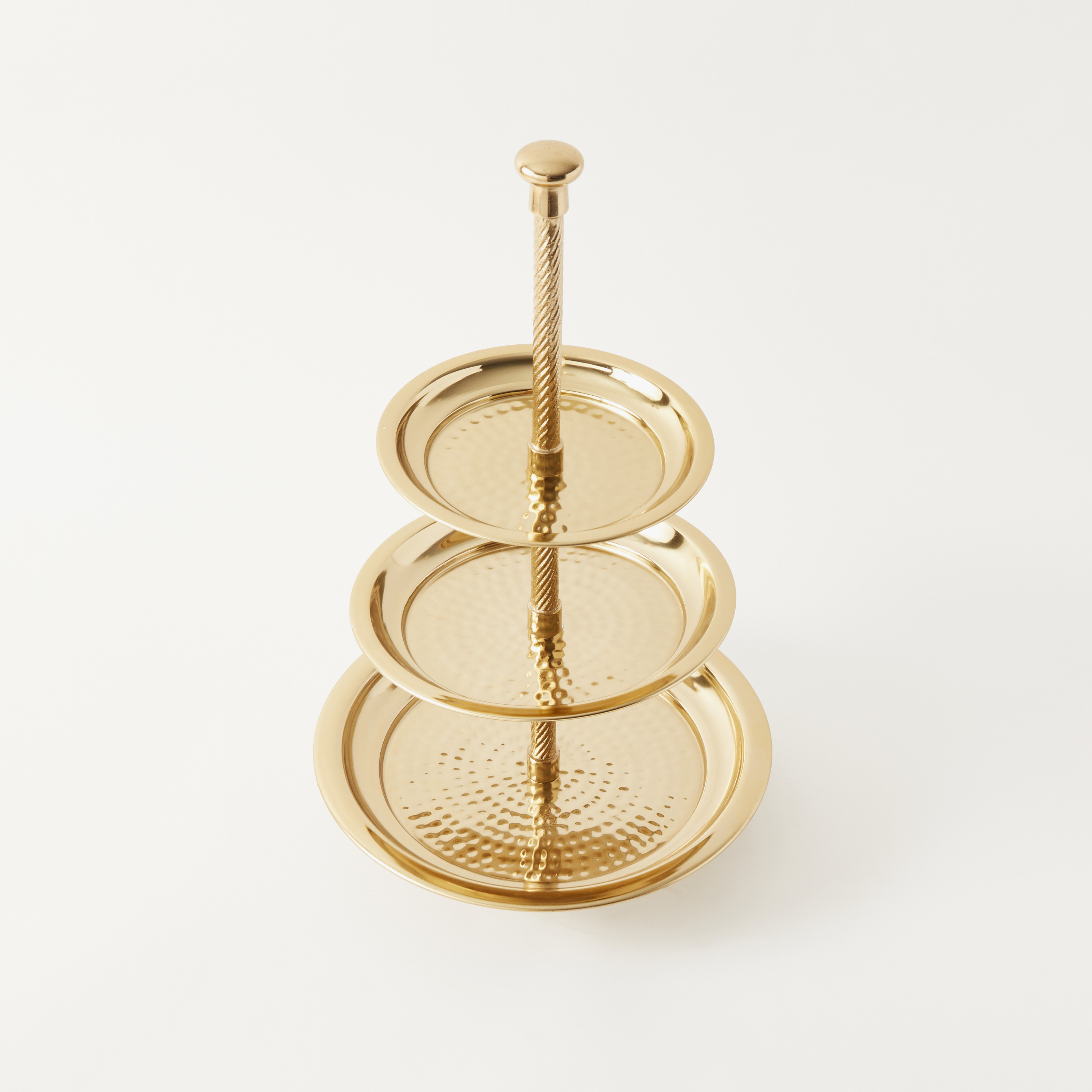 3-Tier Cake Stand with Hammered Finish - 43x30x43 cms-household-dining-serveware-cakestands-image-2