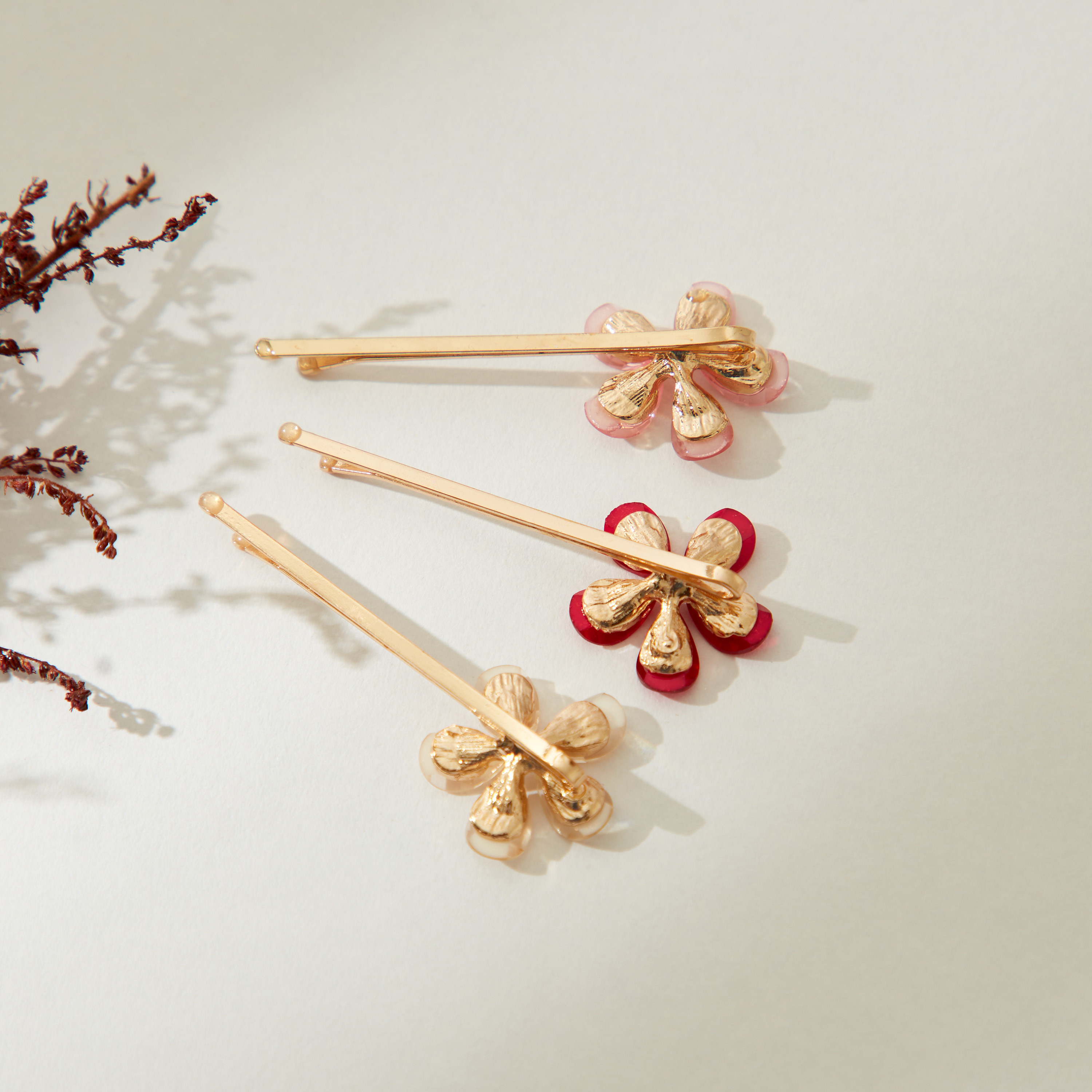 Floral Accented Hair Pin - Set of 3-women-hairaccessories-hairpins-image-2