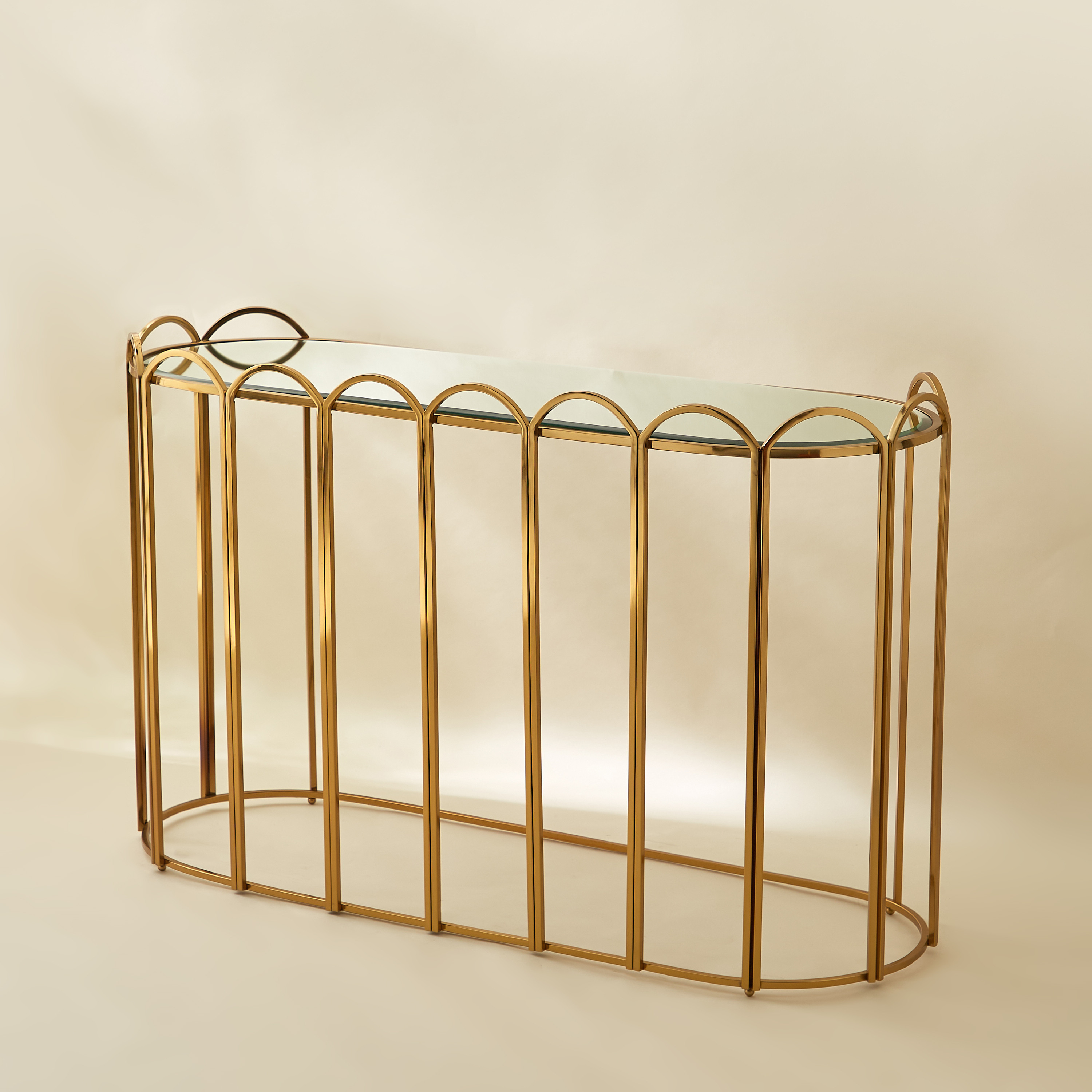 Metallic Console Table with Mirror Top - 122x43x76 cms-furniture-livingroom-consoletablesandmirrors-image-2