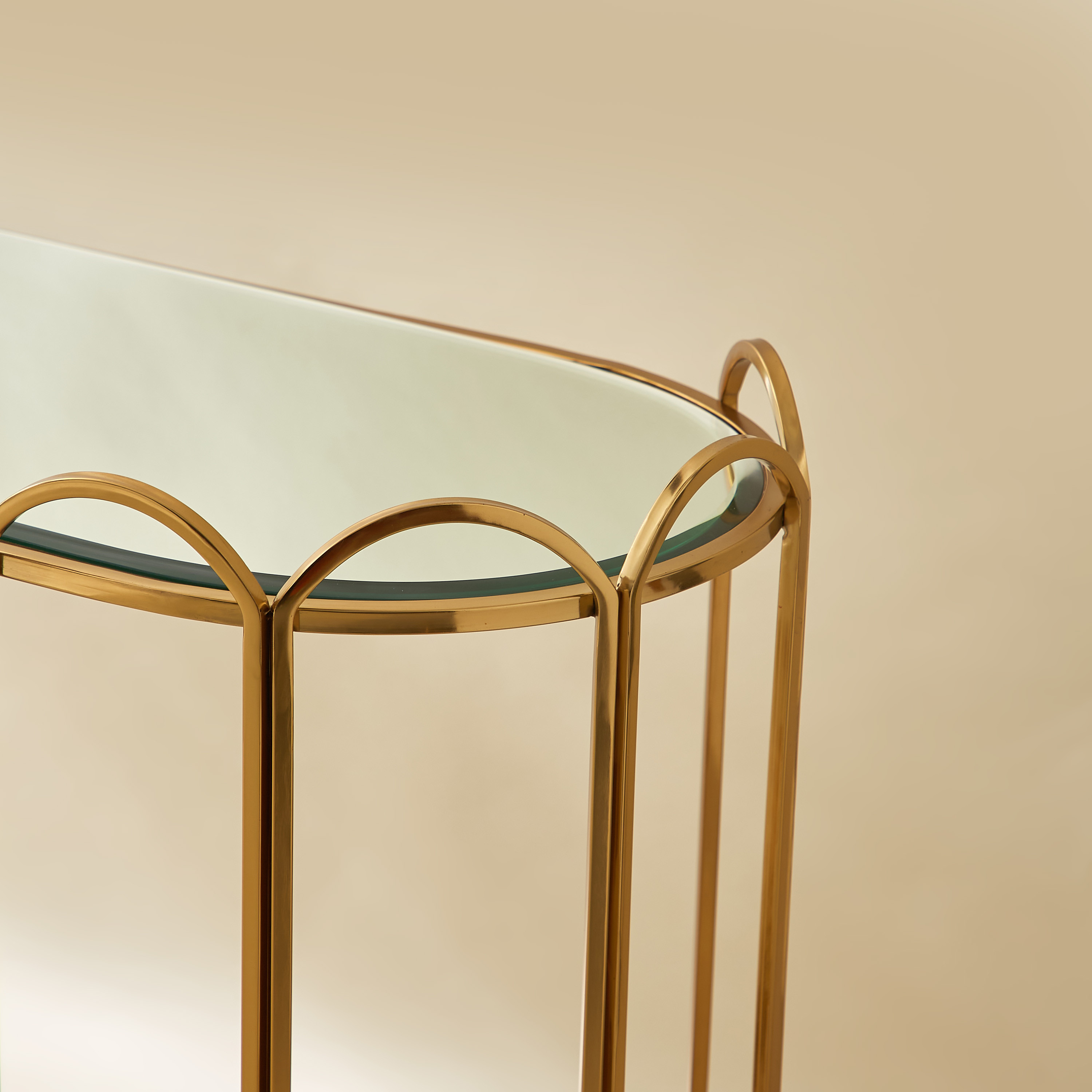 Metallic Console Table with Mirror Top - 122x43x76 cms-furniture-livingroom-consoletablesandmirrors-image-3