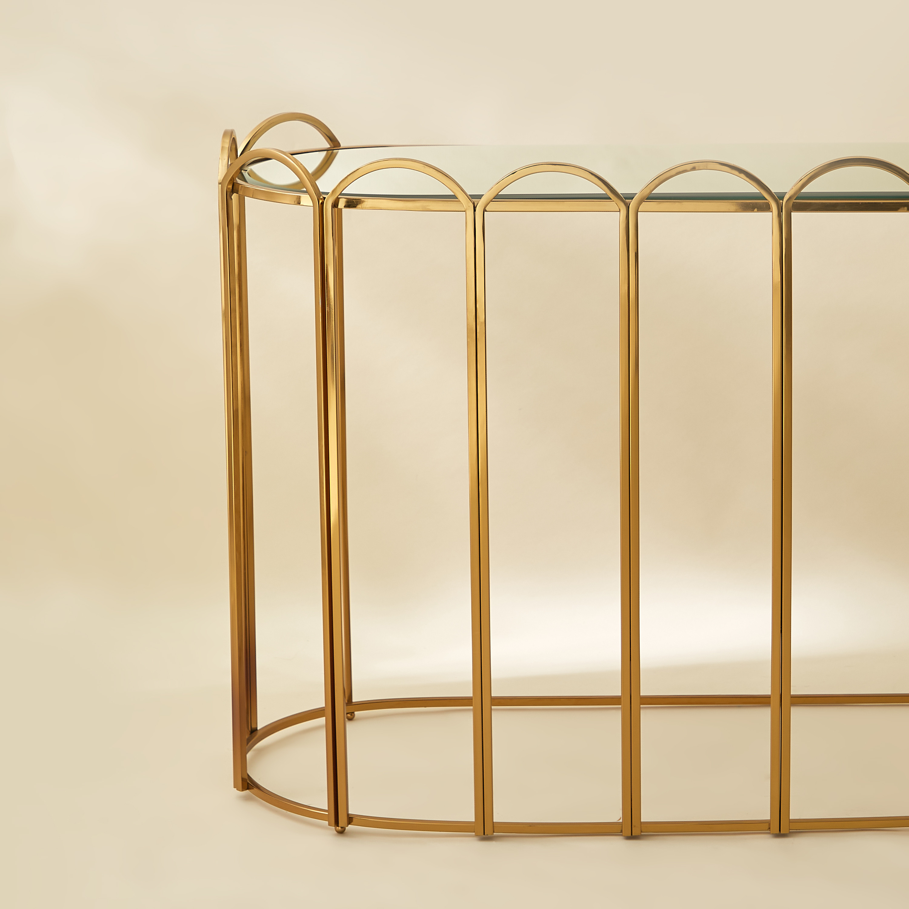 Metallic Console Table with Mirror Top - 122x43x76 cms-furniture-livingroom-consoletablesandmirrors-image-5
