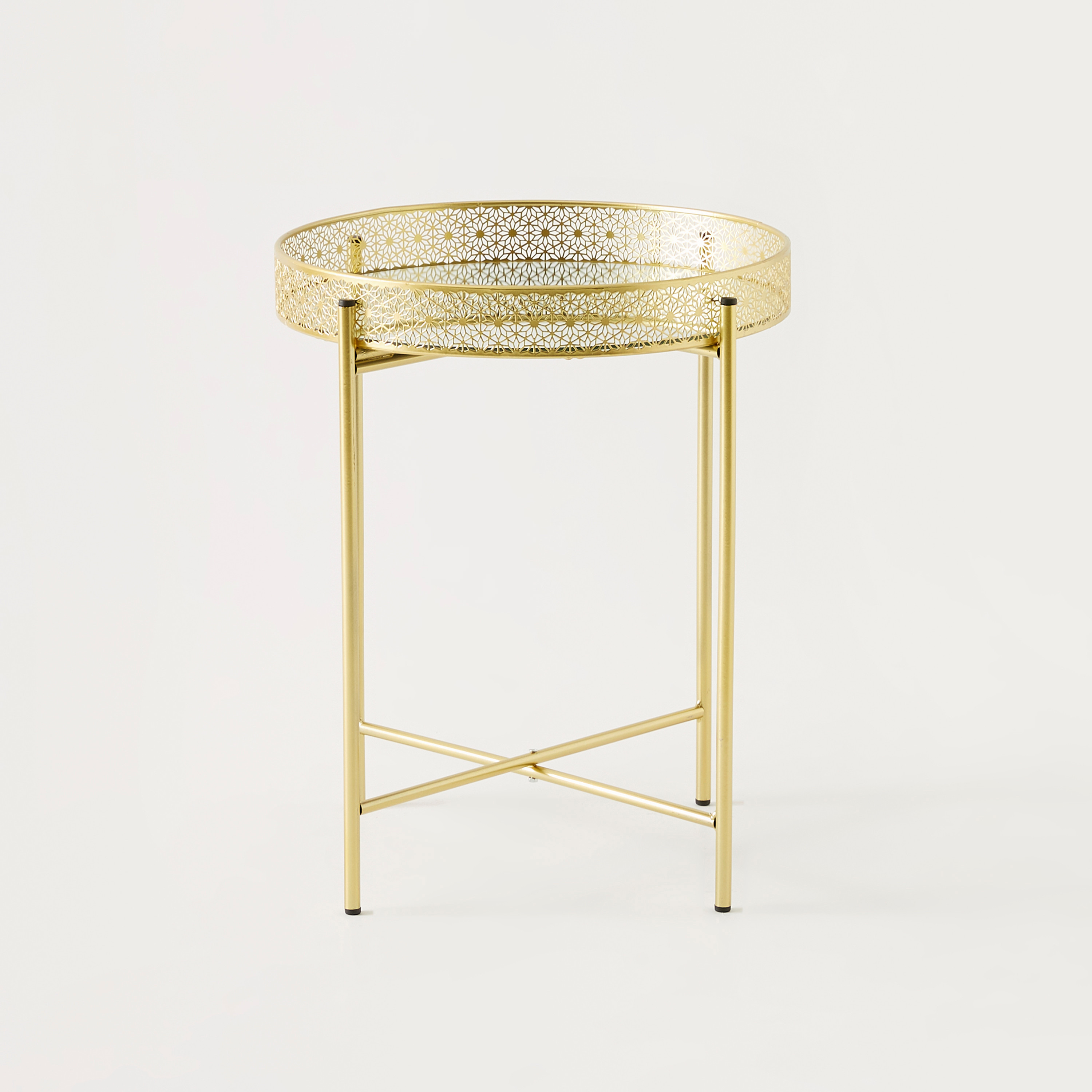 Metallic Round Accent Table - 42x42x47 cms-furniture-livingroom-sideandendtables-image-1