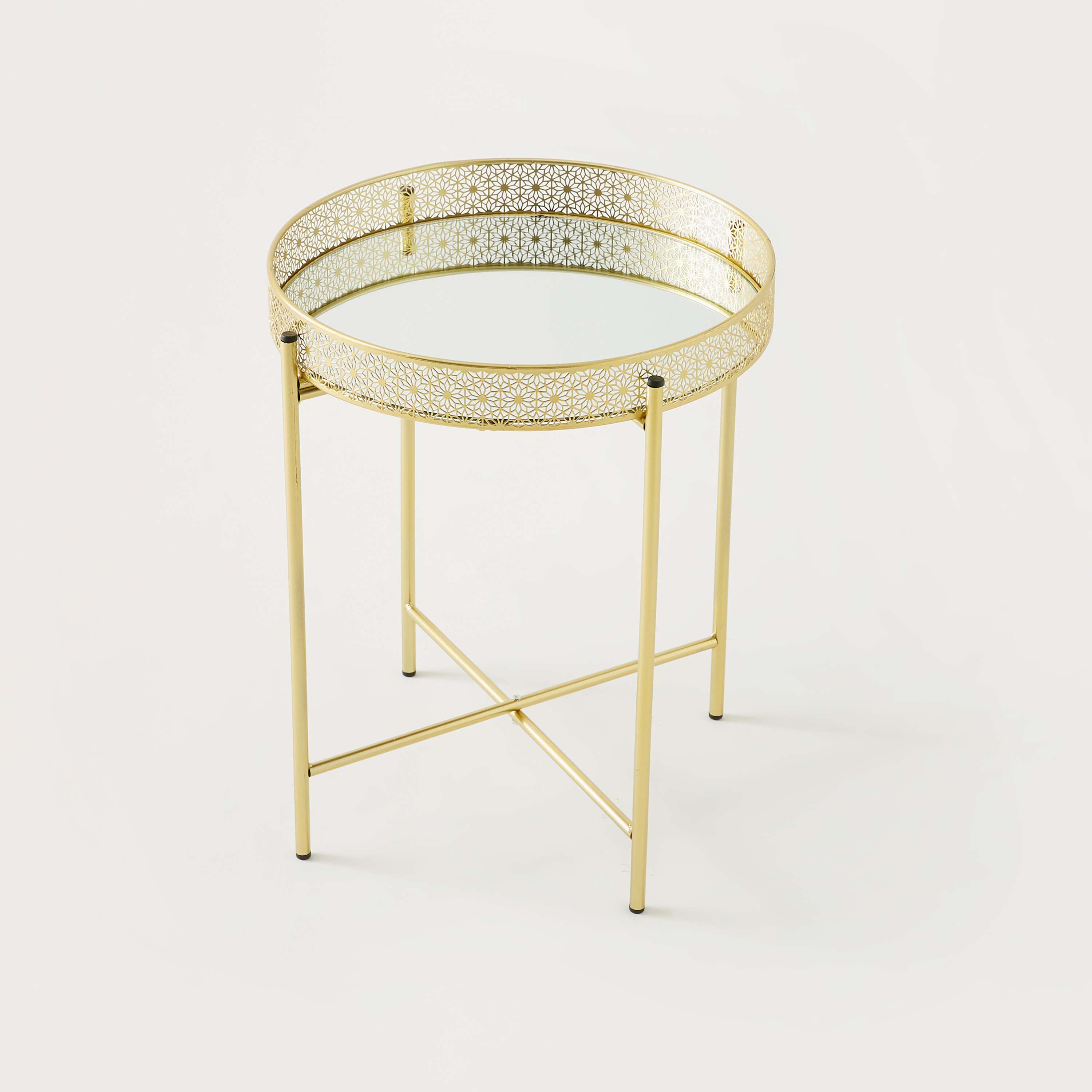 Metallic Round Accent Table - 42x42x47 cms-furniture-livingroom-sideandendtables-image-2
