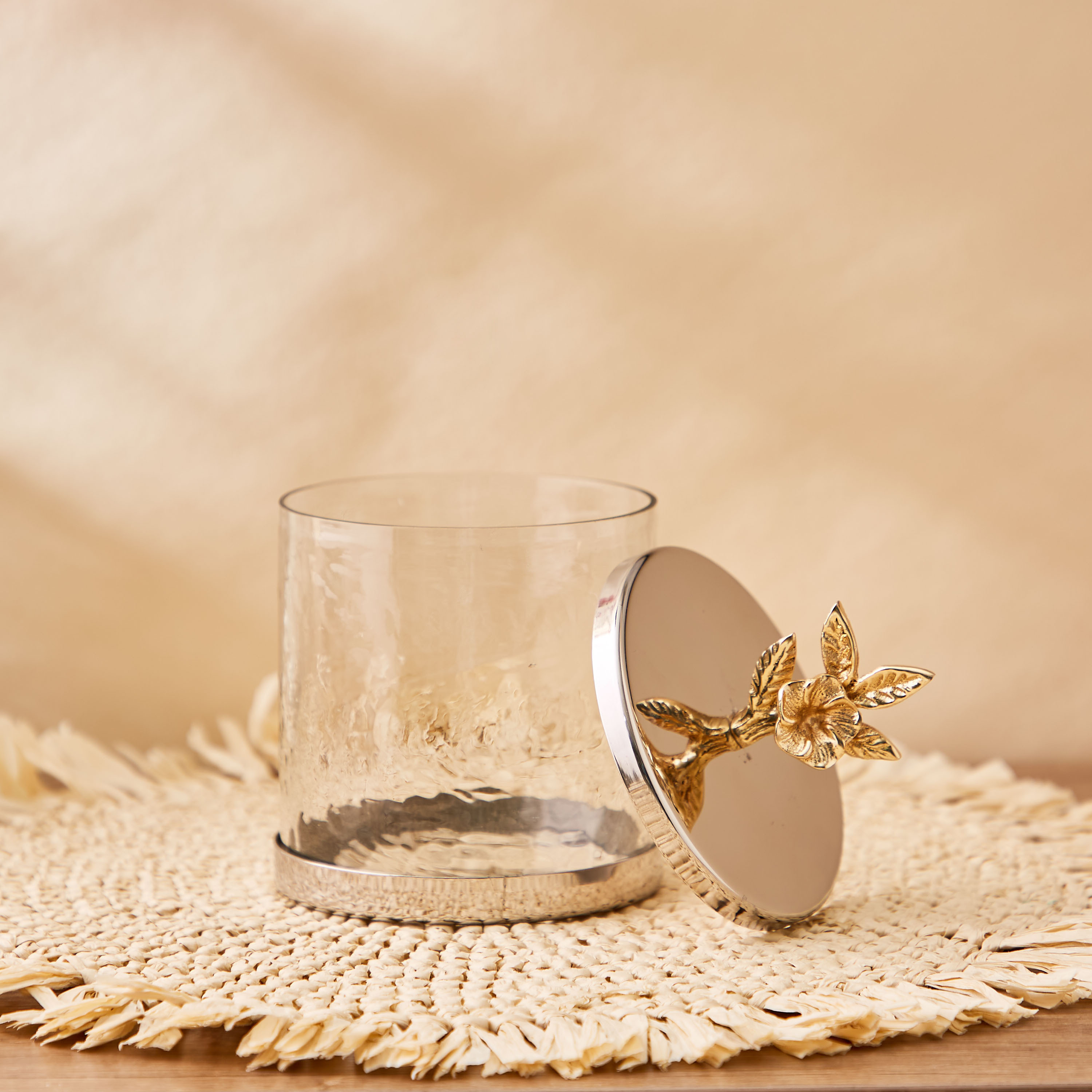 Floral Embellished Small Canister - 10x10x12 cms-household-kitchen-foodstorage-containers-image-2