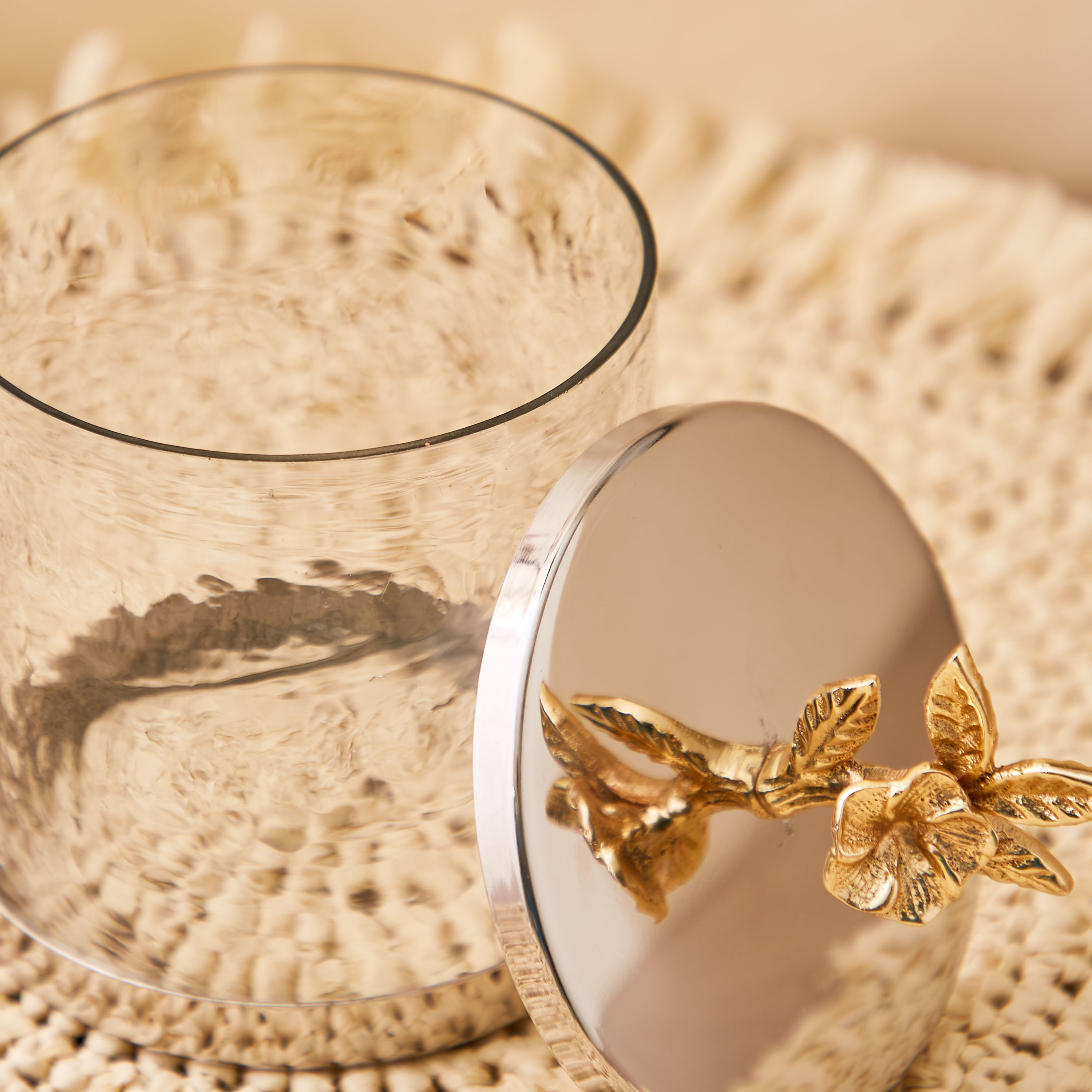 Floral Embellished Small Canister - 10x10x12 cms-household-kitchen-foodstorage-containers-image-3