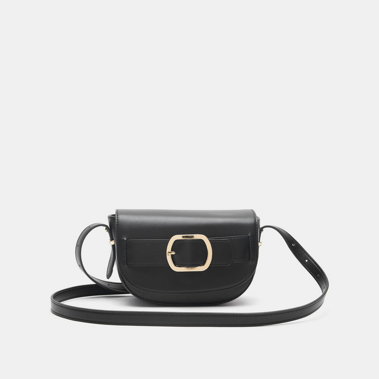 Celeste Solid Crossbody Bag with Buckle Accent