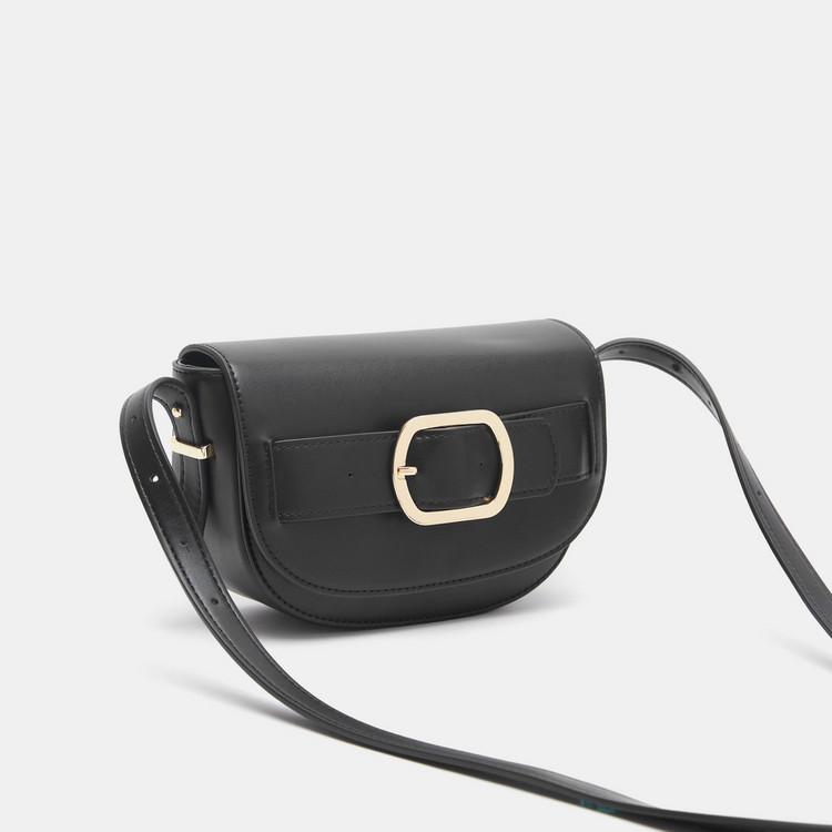 Celeste Solid Crossbody Bag with Buckle Accent