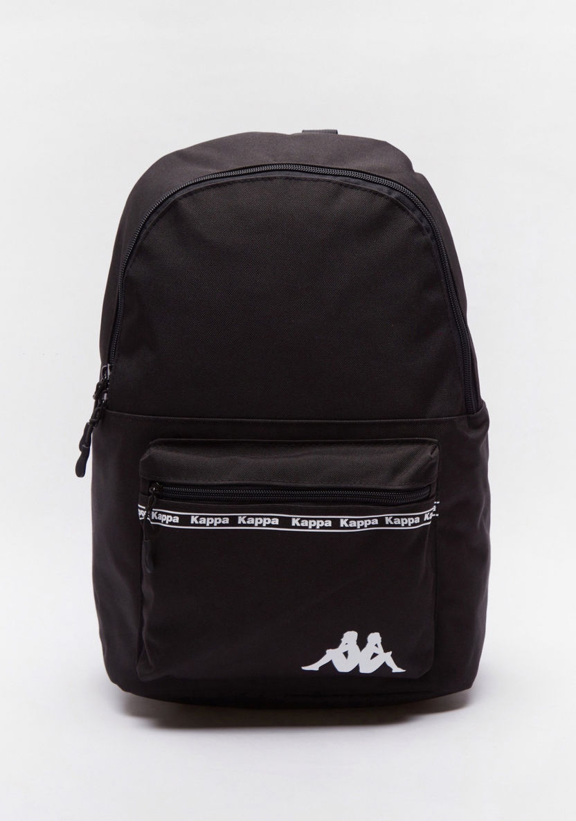 Kappa Logo Detail Backpack with Adjustable Shoulder Straps-Women%27s Backpacks-image-0