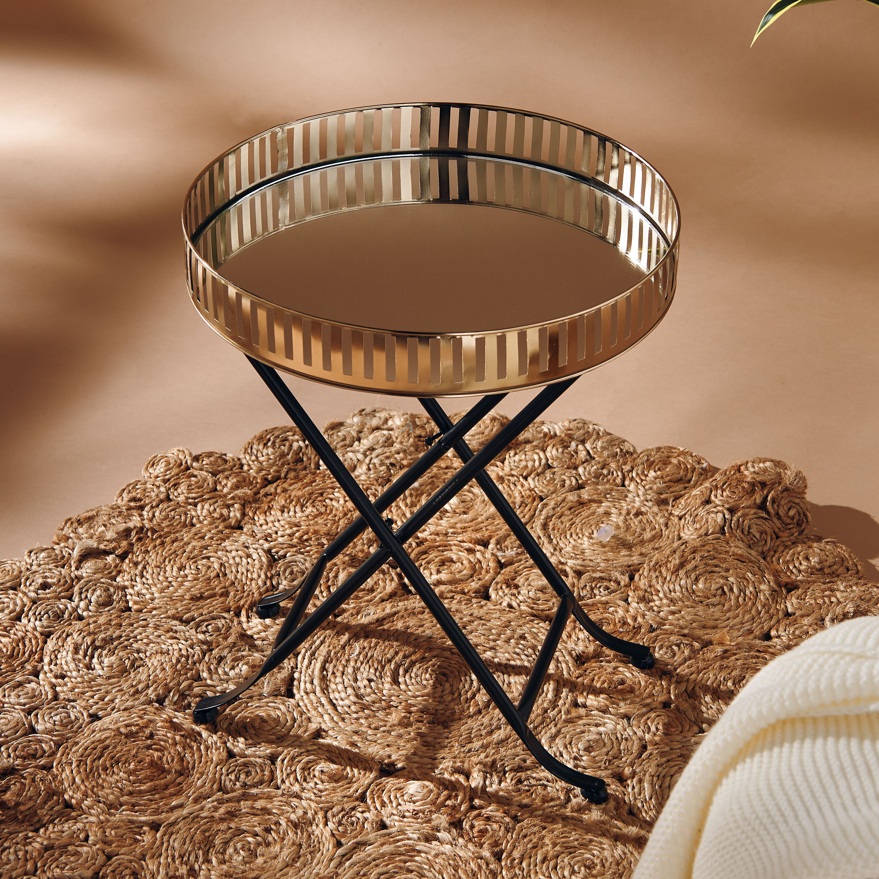 Metallic Round Side Tray Table - 40x40x50 cms-household-dining-serveware-servingtrays-image-2