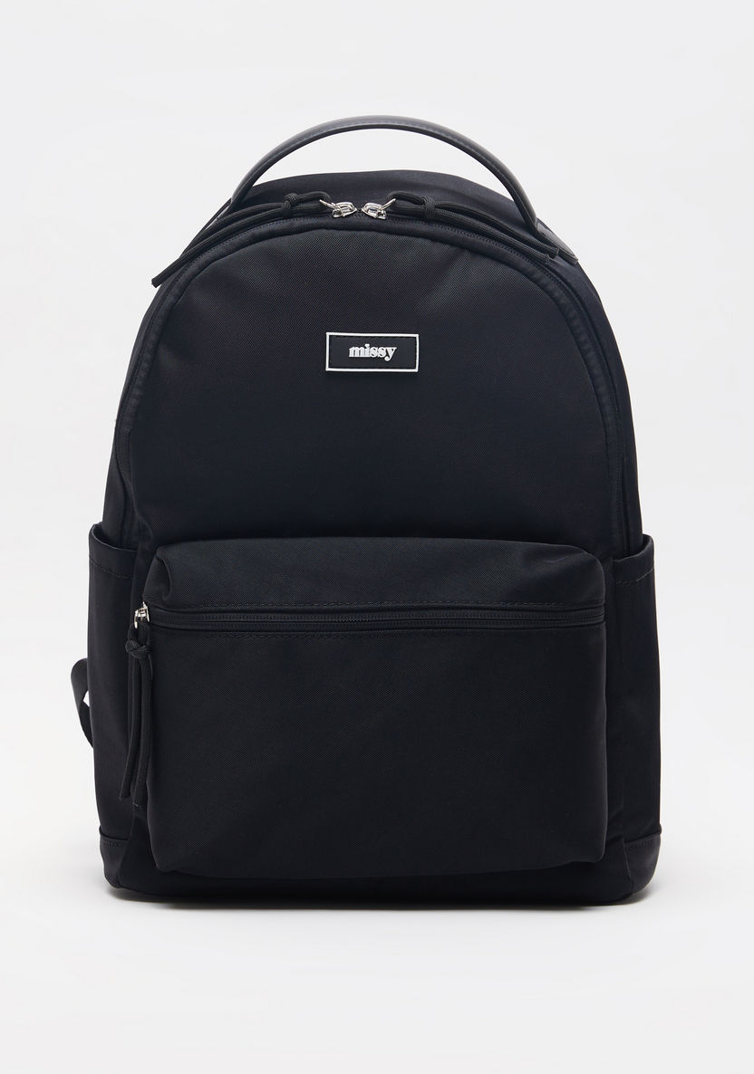 Missy Solid Zipper Backpack with Adjustable Shoulder Straps-Women%27s Backpacks-image-0