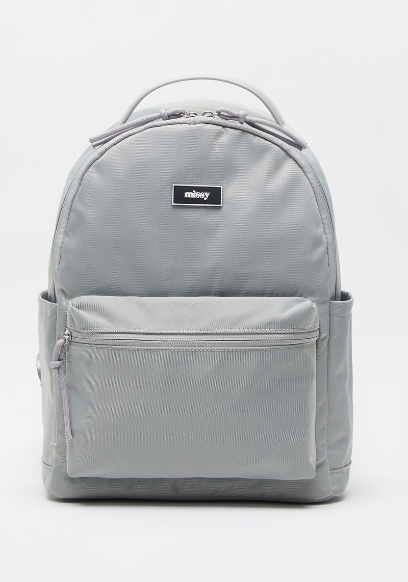 Missy Solid Zipper Backpack with Adjustable Shoulder Straps-Women%27s Backpacks-image-0