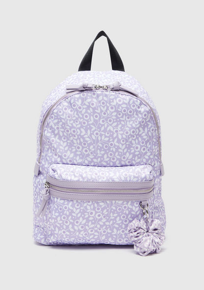 Missy Floral Print Backpack with Scrunchie