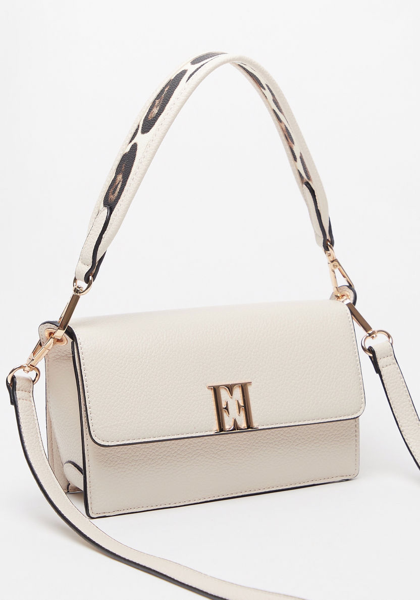 ELLE Textured Satchel Bag with Detachable Strap and Magnetic Closure-Women%27s Handbags-image-1