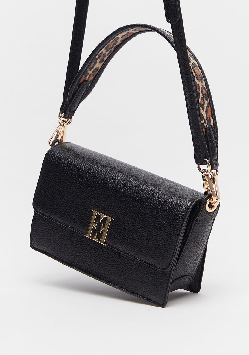 ELLE Textured Satchel Bag with Detachable Strap and Magnetic Closure-Women%27s Handbags-image-2