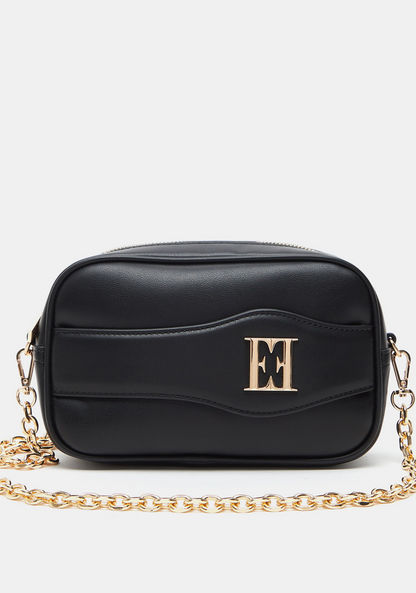 ELLE Solid Crossbody Bag with Detachable Chain Strap and Zip Closure