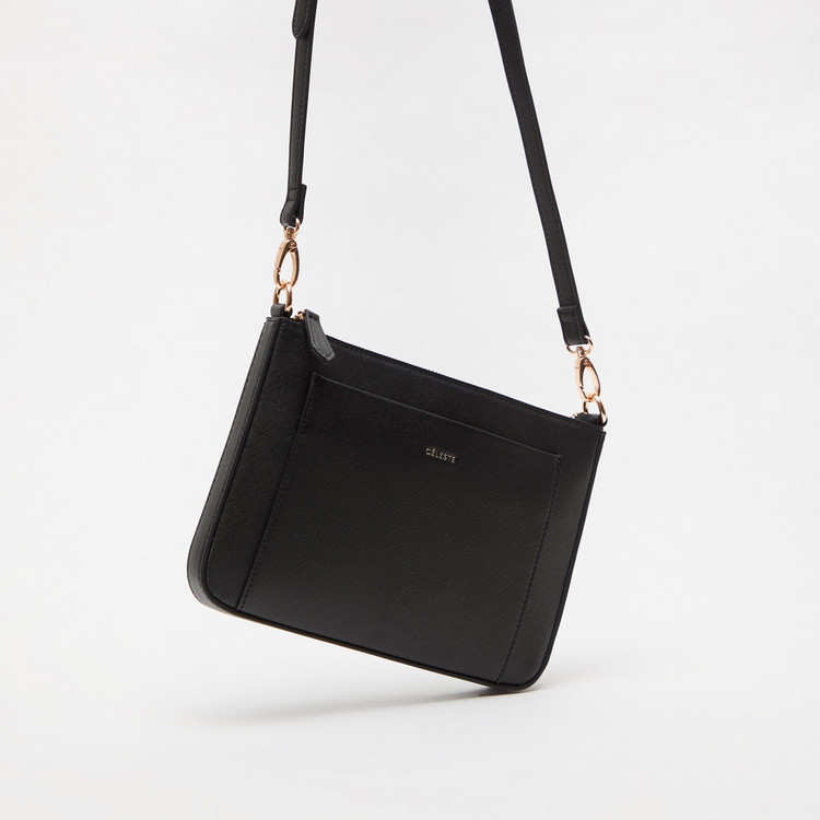 Celeste Textured Crossbody Bag with Detachable Strap and Zip Closure