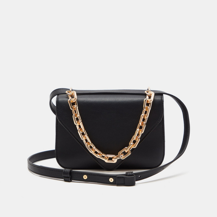 Celeste Envelop Satchel Bag with Chain Accent and Adjustable Strap