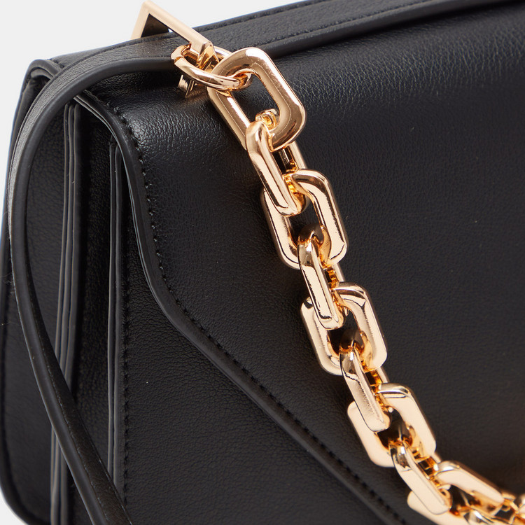 Celeste Envelop Satchel Bag with Chain Accent and Adjustable Strap