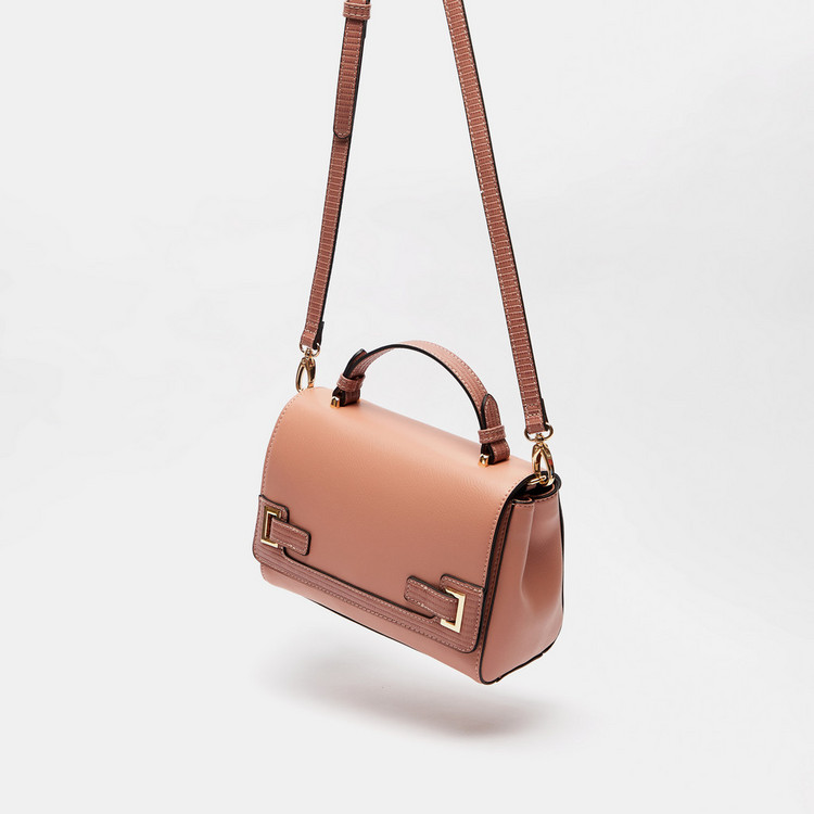 Jane Shilton Solid Satchel Bag with Detachable Strap and Flap Closure