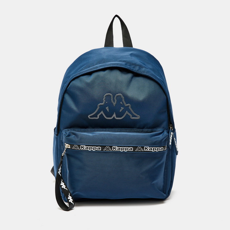 Kappa Logo Print Backpack with Adjustable Straps and Zip Closure