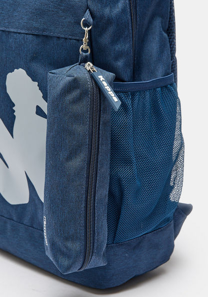 Kappa Logo Print Backpack with Adjustable Straps and Detachable Pouch