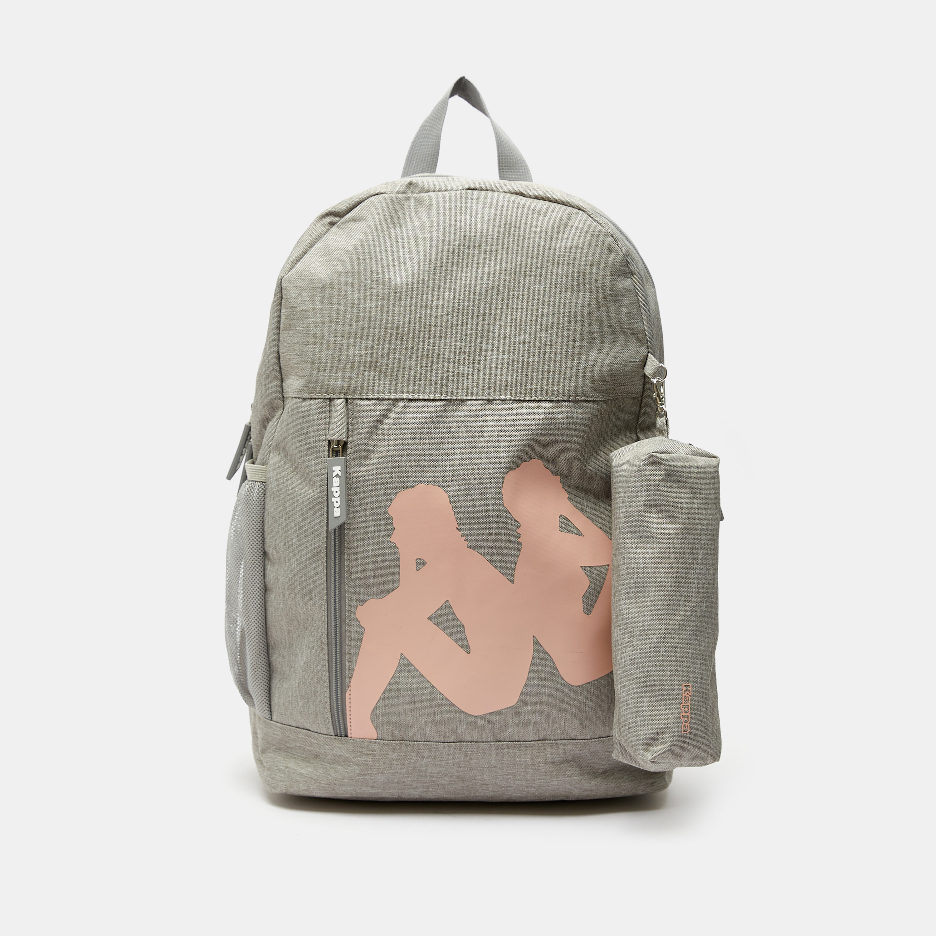 Kappa Logo Print Backpack with Adjustable Straps and Detachable Pouch