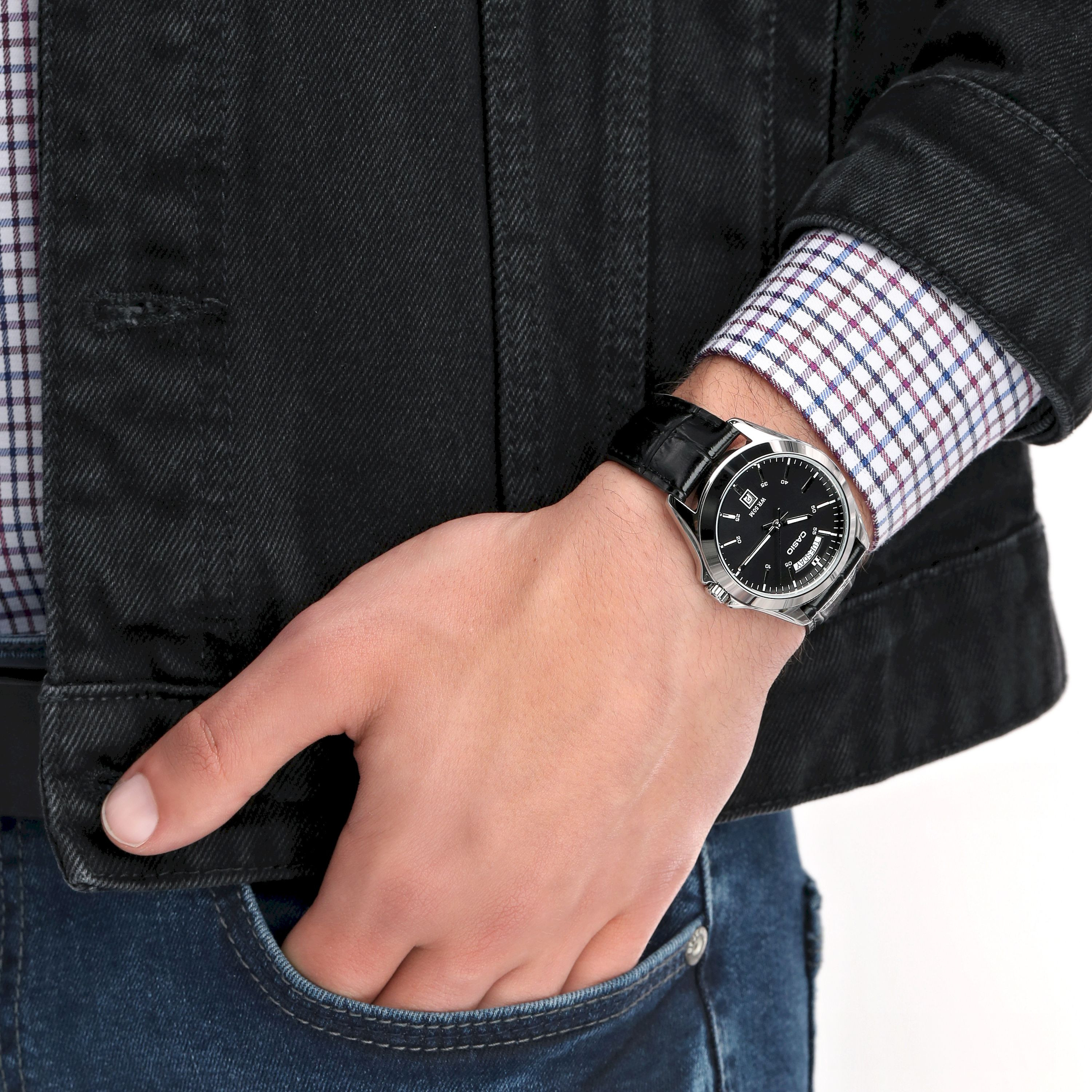 Casio Men's 45MM Black Analog Leather Watch | MTP-1370L-1AVDF-men-watchesandjewellery-watches-image-3