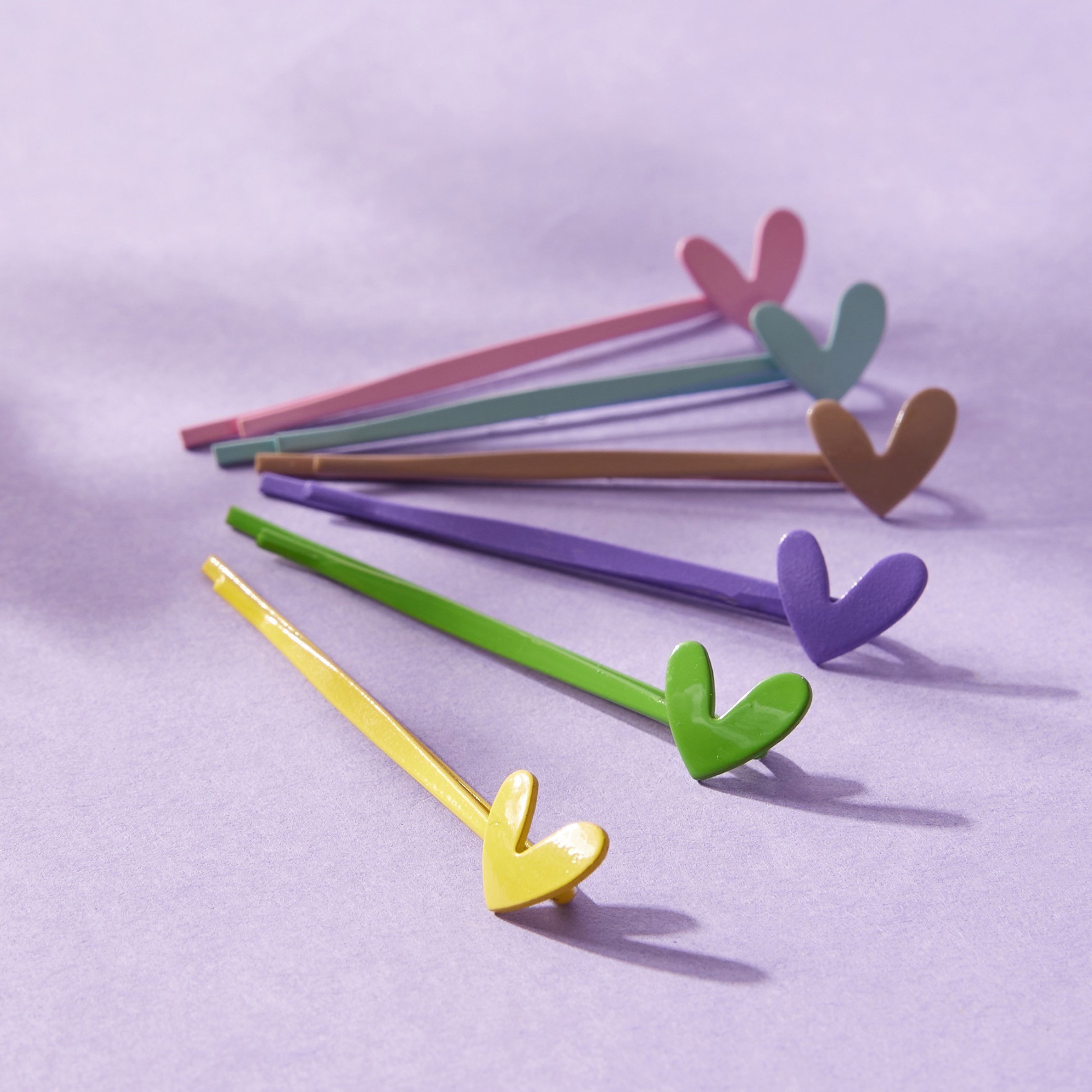 دبوس شعر سادة بتزيينات قلب - طقم من 6 قطع-women-hairaccessories-hairpins-image-2