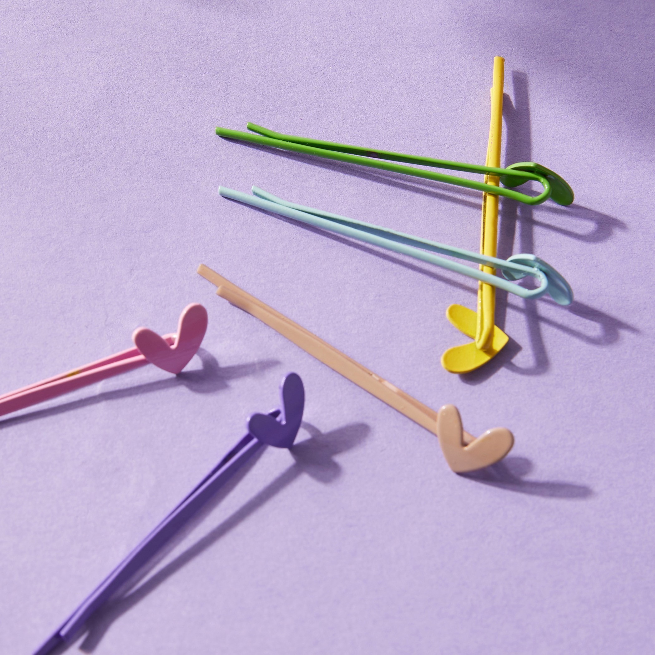 دبوس شعر سادة بتزيينات قلب - طقم من 6 قطع-women-hairaccessories-hairpins-image-3