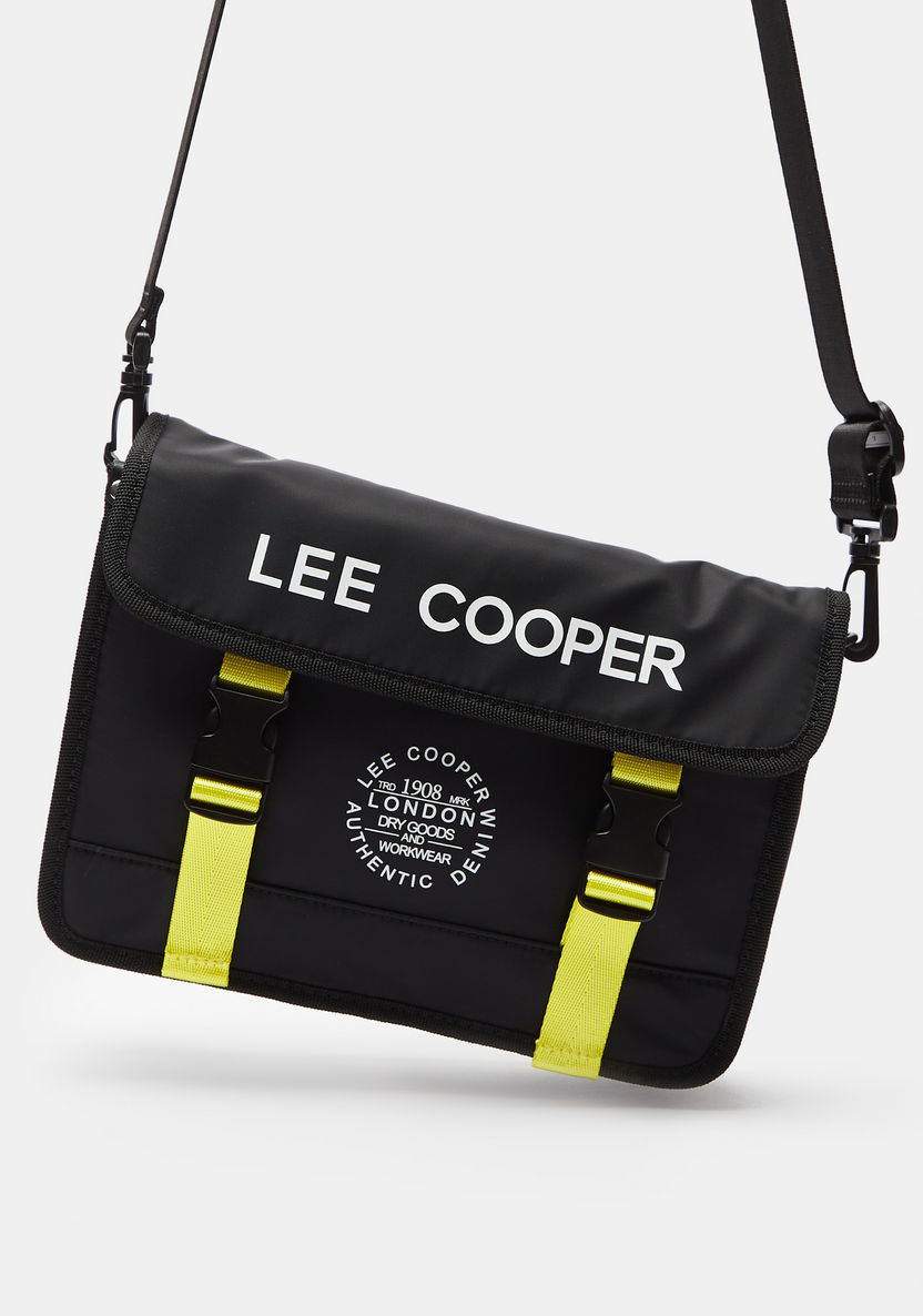 Lee Cooper Logo Print Crossbody Bag with Adjustable Shoulder Strap-Women%27s Handbags-image-1