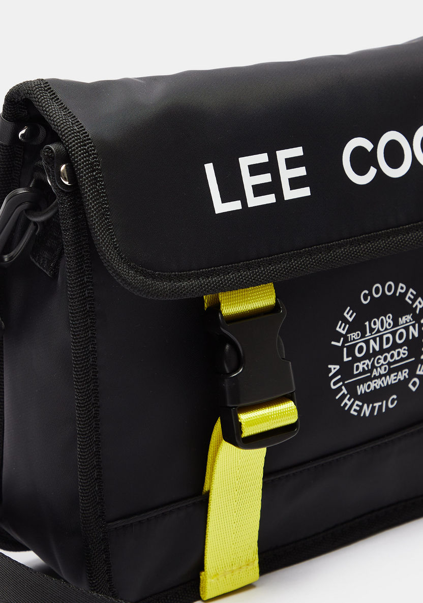 Lee Cooper Logo Print Crossbody Bag with Adjustable Shoulder Strap-Women%27s Handbags-image-3