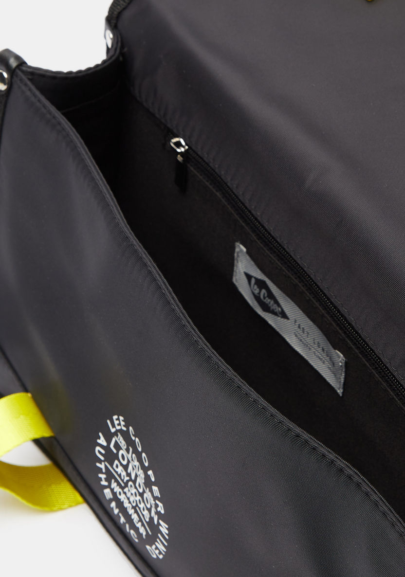 Lee Cooper Logo Print Crossbody Bag with Adjustable Shoulder Strap-Women%27s Handbags-image-4