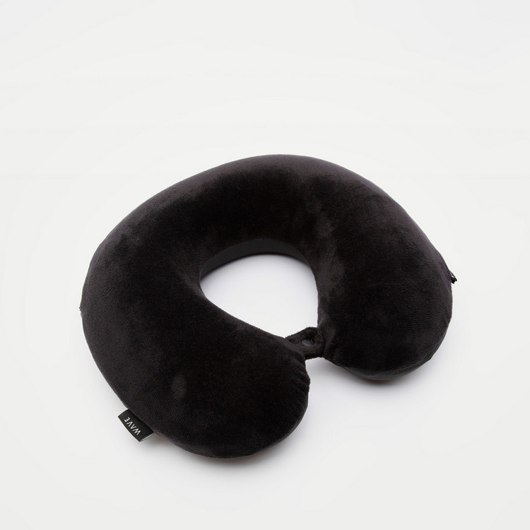 Wave Solid Neck Pillow with Snap Button Closure