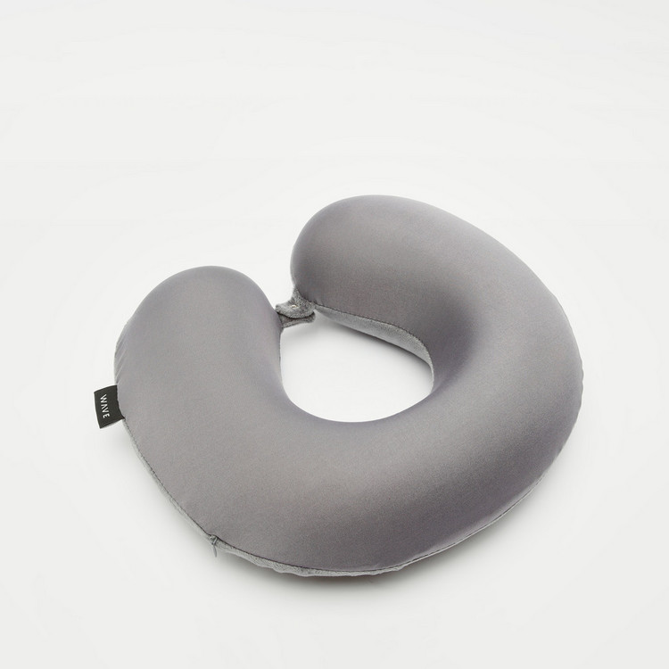 Wave Solid Neck Pillow with Snap Button Closure